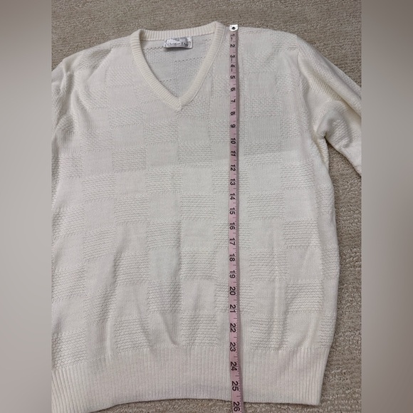 Vintage Christian Dior White V neck men’s sweater M - Picture 5 of 8